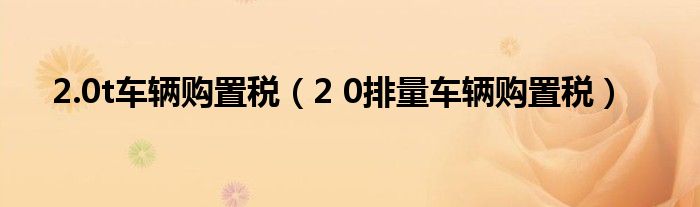 2 0排量车辆购置税(2.0t车辆购置税)