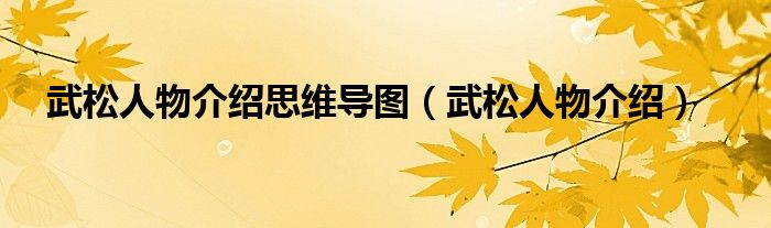 武松人物介绍(武松人物介绍思维导图)