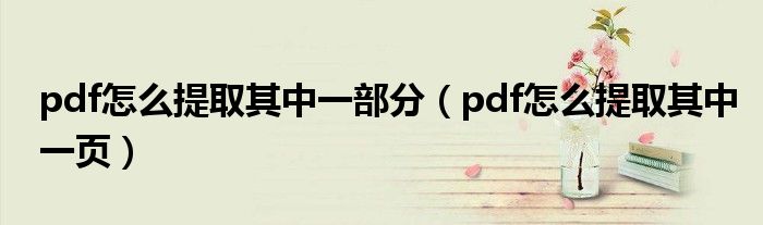 pdf怎么提取其中一页(pdf怎么提取其中一部分)