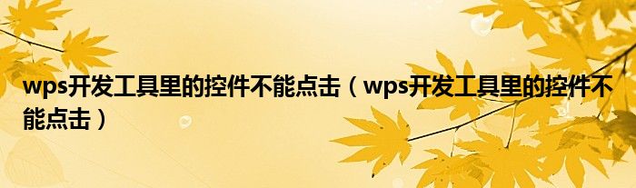 wps开发工具里的控件不能点击(wps开发工具里的控件不能点击)