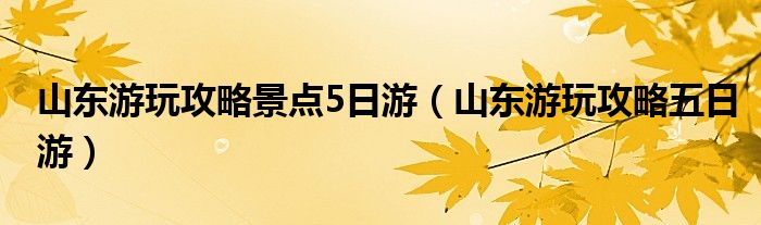 山东游玩攻略五日游(山东游玩攻略景点5日游)