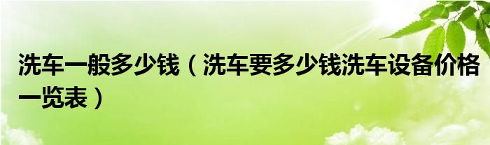 洗车要多少钱洗车设备价格一览表(洗车一般多少钱)