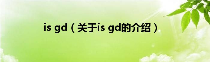 关于is gd的介绍(is gd)