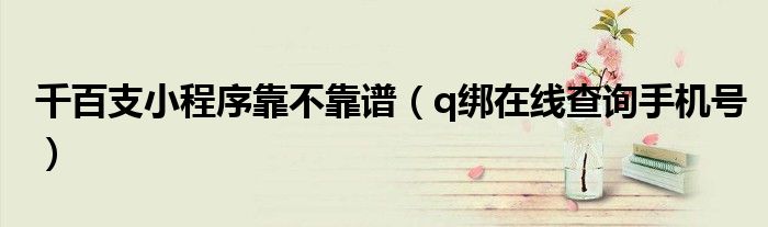 q绑在线查询手机号(千百支小程序靠不靠谱)