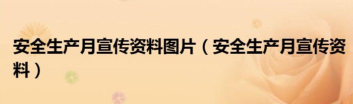 安全生产月宣传资料(安全生产月宣传资料图片)