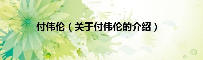关于付伟伦的介绍(付伟伦)