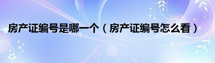 房产证编号怎么看(房产证编号是哪一个)