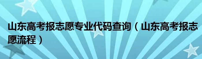 山东高考报志愿流程(山东高考报志愿专业代码查询)