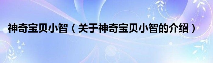 关于神奇宝贝小智的介绍(神奇宝贝小智)