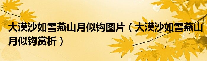 大漠沙如雪燕山月似钩赏析(大漠沙如雪燕山月似钩图片)