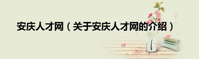 关于安庆人才网的介绍(安庆人才网)