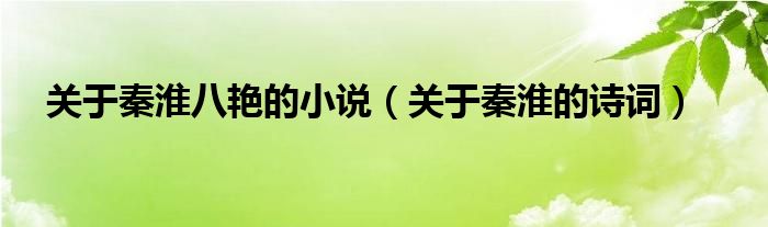 关于秦淮的诗词(关于秦淮八艳的小说)
