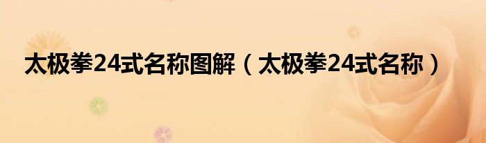 太极拳24式名称(太极拳24式名称图解)