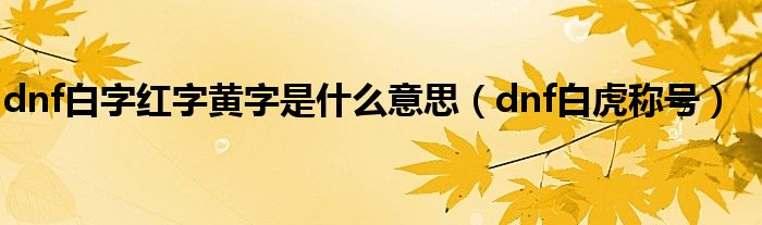 dnf白虎称号(dnf白字红字黄字是什么意思)