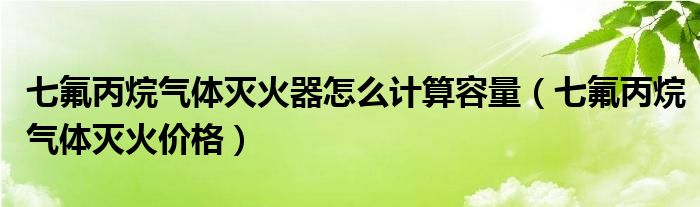 七氟丙烷气体灭火价格(七氟丙烷气体灭火器怎么计算容量)