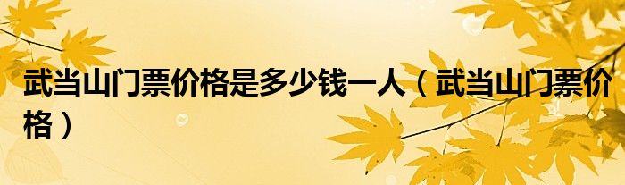 武当山门票价格(武当山门票价格是多少钱一人)