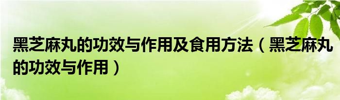 黑芝麻丸的功效与作用(黑芝麻丸的功效与作用及食用方法)