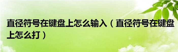直径符号在键盘上怎么打(直径符号在键盘上怎么输入)