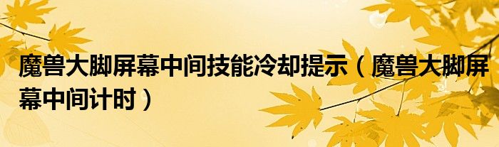 魔兽大脚屏幕中间计时(魔兽大脚屏幕中间技能冷却提示)
