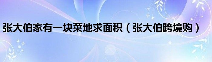 张大伯跨境购(张大伯家有一块菜地求面积)