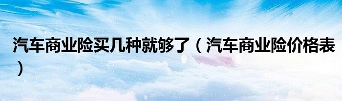 汽车商业险价格表(汽车商业险买几种就够了)