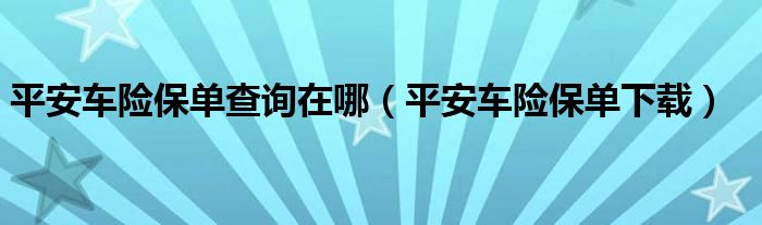 平安车险保单下载(平安车险保单查询在哪)
