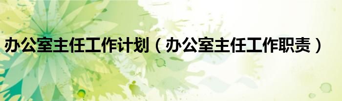 办公室主任工作职责(办公室主任工作计划)