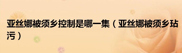 亚丝娜被须乡玷污(亚丝娜被须乡控制是哪一集)