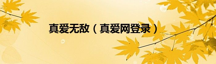 真爱网登录(真爱无敌)