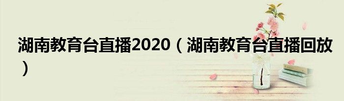 湖南教育台直播回放(湖南教育台直播2020)
