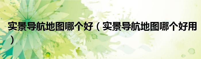 实景导航地图哪个好用(实景导航地图哪个好)