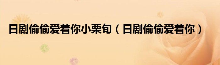 日剧偷偷爱着你(日剧偷偷爱着你小栗旬)
