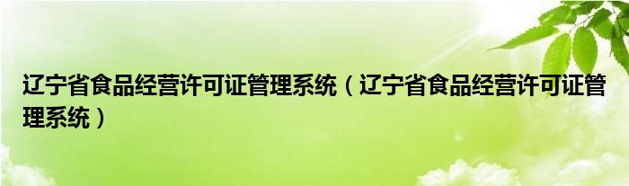 辽宁省食品经营许可证管理系统(辽宁省食品经营许可证管理系统)
