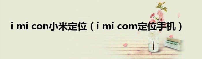 i mi com定位手机(i mi con小米定位)
