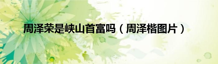 周泽楷图片(周泽荣是峡山首富吗)
