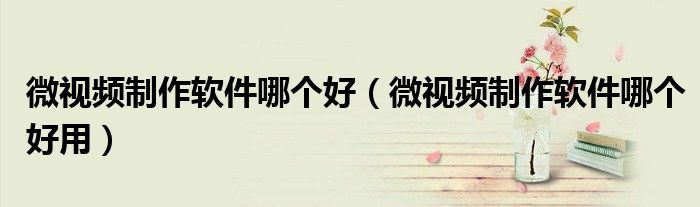 微视频制作软件哪个好用(微视频制作软件哪个好)