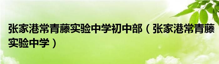 张家港常青藤实验中学(张家港常青藤实验中学初中部)