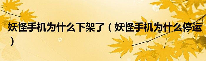 妖怪手机为什么停运(妖怪手机为什么下架了)