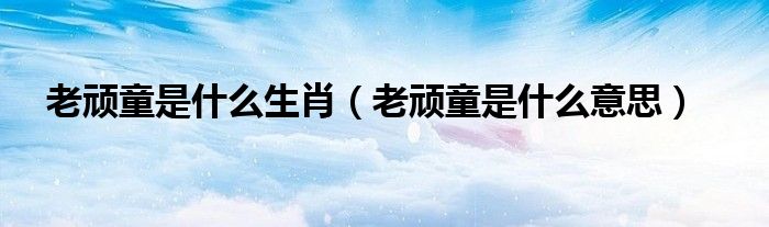 老顽童是什么意思(老顽童是什么生肖)