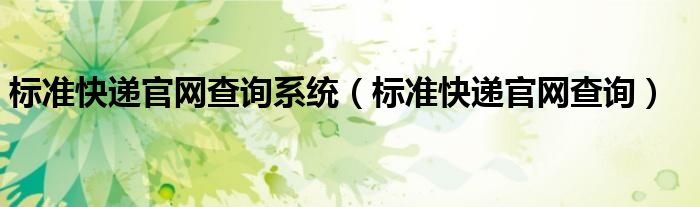 标准快递官网查询(标准快递官网查询系统)