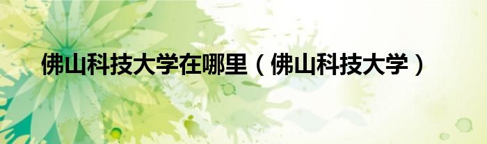 佛山科技大学(佛山科技大学在哪里)