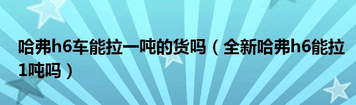 全新哈弗h6能拉1吨吗(哈弗h6车能拉一吨的货吗)