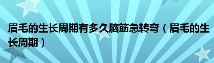 眉毛的生长周期(眉毛的生长周期有多久脑筋急转弯)