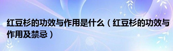 红豆杉的功效与作用及禁忌(红豆杉的功效与作用是什么)