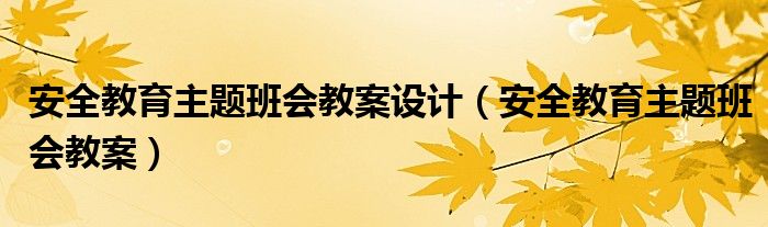 安全教育主题班会教案(安全教育主题班会教案设计)