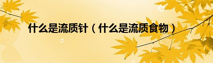 什么是流质食物(什么是流质针)