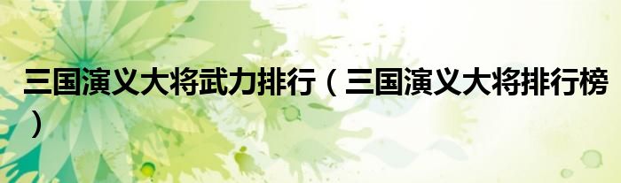三国演义大将排行榜(三国演义大将武力排行)