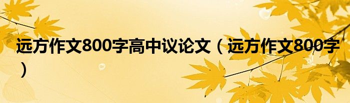 远方作文800字(远方作文800字高中议论文)