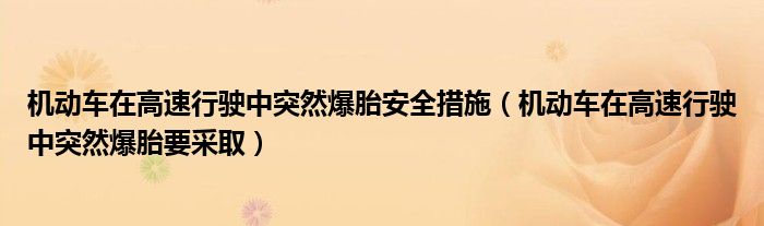 机动车在高速行驶中突然爆胎要采取(机动车在高速行驶中突然爆胎安全措施)