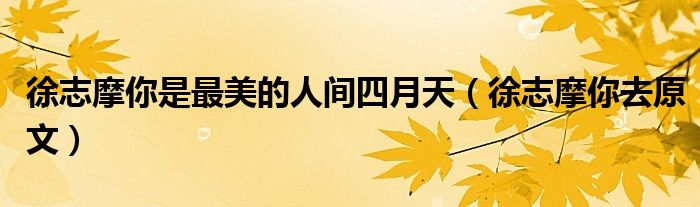 徐志摩你去原文(徐志摩你是最美的人间四月天)